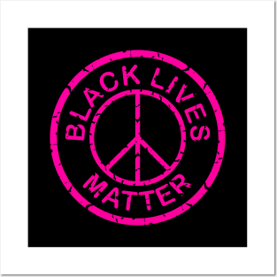 pink black lives matter peace sign Posters and Art